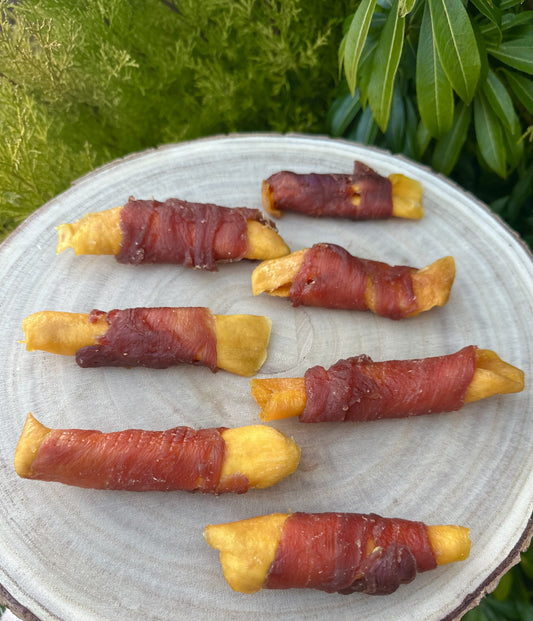 Mango Chunks Wrapped in Duck