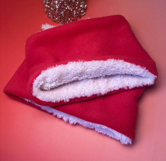 Santa Red Polar Fleece/White Sherpa Teddy Bear Snood